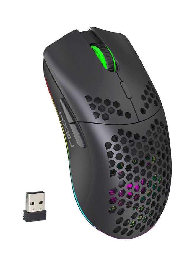 Ergonomic Design 2.4G Wireless RGB Gaming Mouse With Nano Receiver Black/Silver