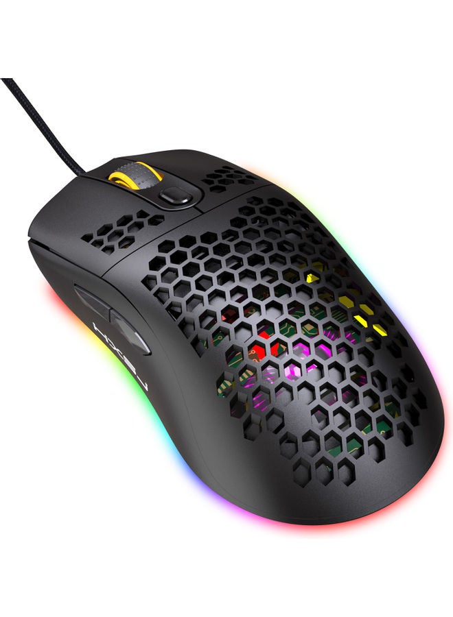 HXSJ X600 Programming Gaming Mouse USB Wired Gaming Mouse Rgb Lighting Mouse with Six Adjustable DPI For Desktop Laptop Black