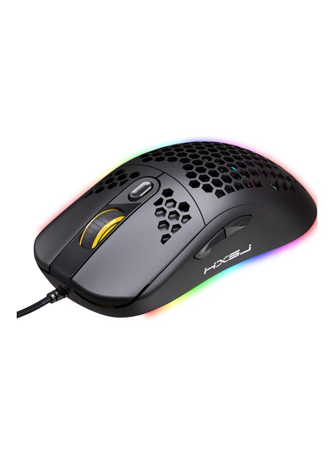 HXSJ X600 Programming Gaming Mouse USB Wired Gaming Mouse Rgb Lighting Mouse with Six Adjustable DPI For Desktop Laptop Black