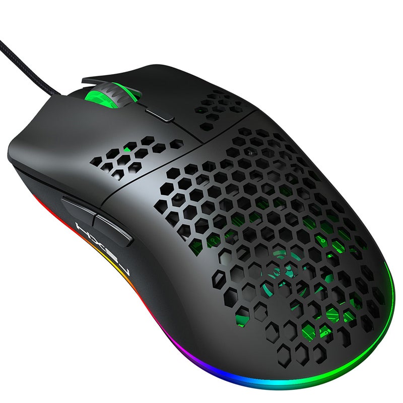J900 USB Wired Gaming Mouse RGB with Six Adjustable DPI Black