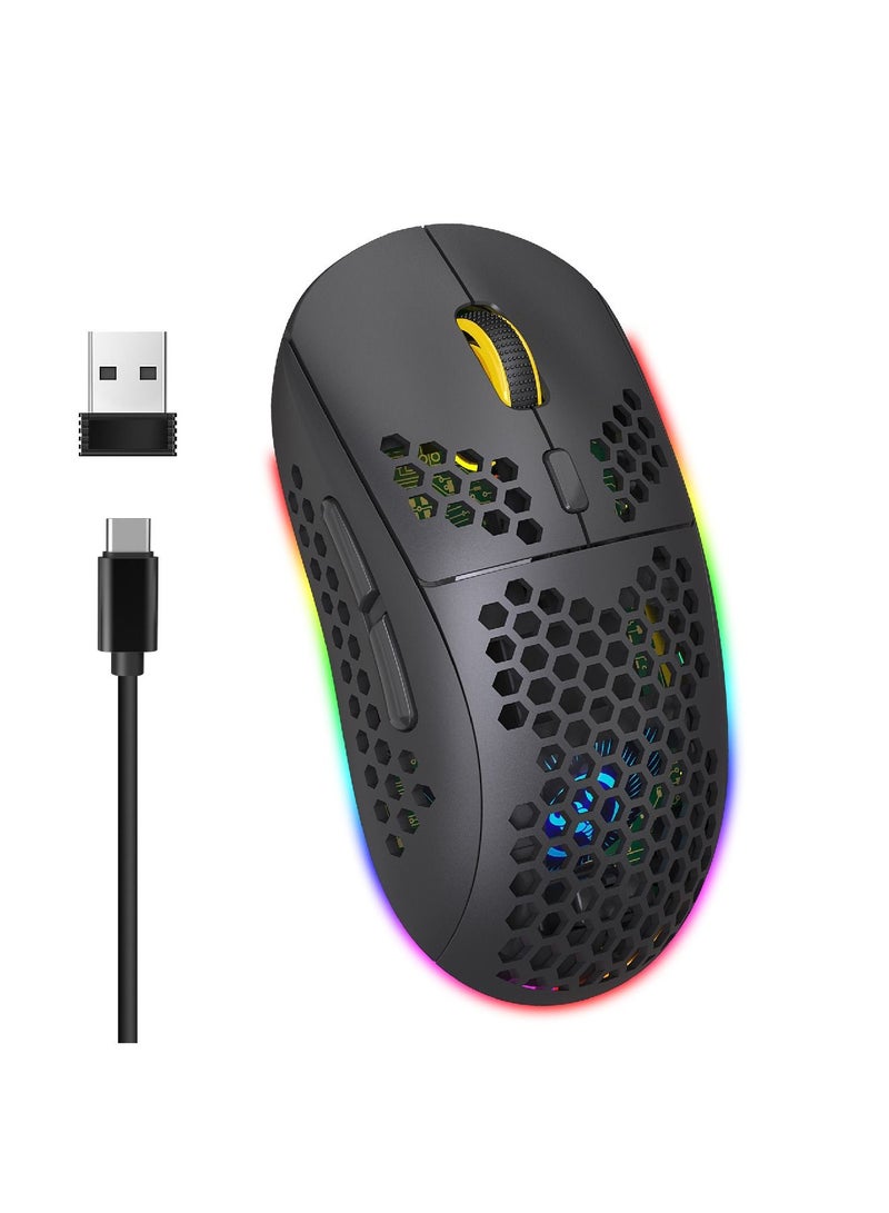 Ergonomic Design Wireless Rgb Gaming Mouse With Nano Receiver Black