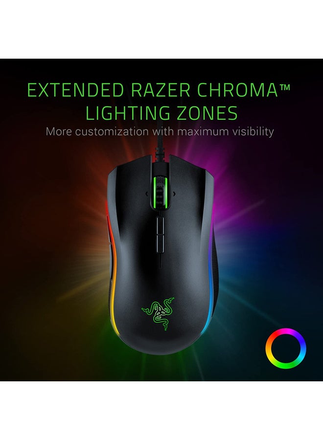 Razer Mamba Elite Wired Gaming Mouse, 16,000 DPI Optical Sensor, Chroma RGB Lighting, 9 Programmable Buttons, Mechanical Switches - Black Black