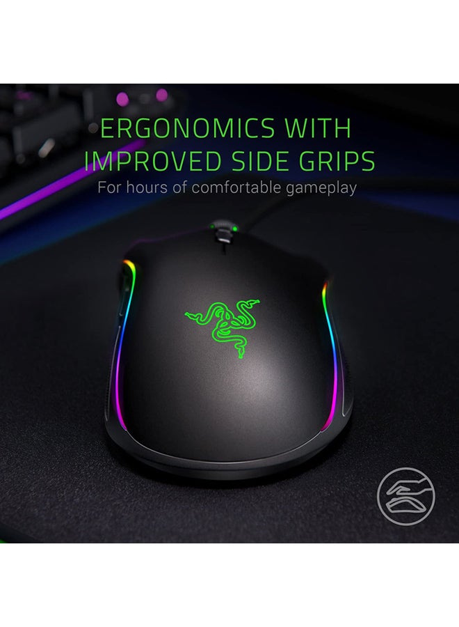 Razer Mamba Elite Wired Gaming Mouse, 16,000 DPI Optical Sensor, Chroma RGB Lighting, 9 Programmable Buttons, Mechanical Switches - Black Black