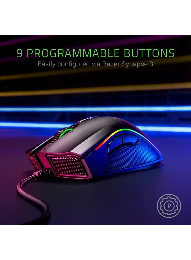 Razer Mamba Elite Wired Gaming Mouse, 16,000 DPI Optical Sensor, Chroma RGB Lighting, 9 Programmable Buttons, Mechanical Switches - Black Black