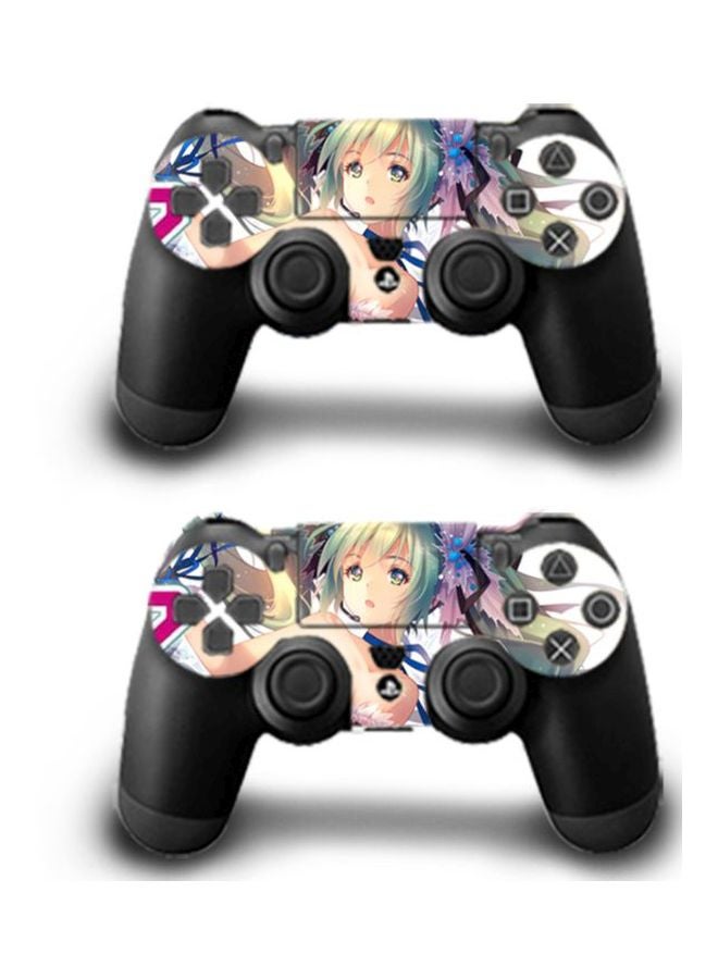 3-Piece Anime Girl Printed Console And Controller Sticker Set For PlayStation 4 Pro