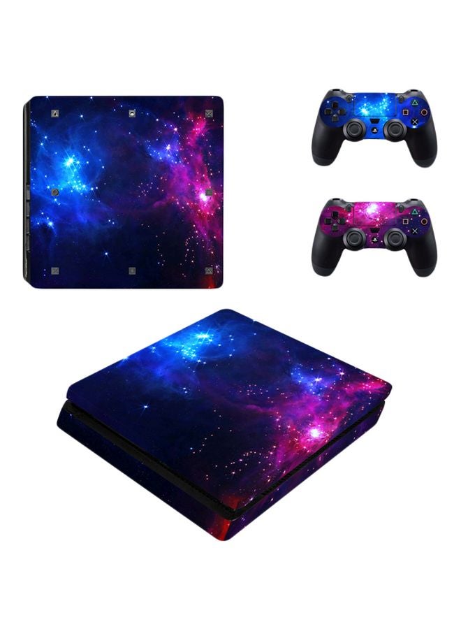 4-Piece Galaxy Printed Console And Controller Sticker Set For PlayStation 4 Slim