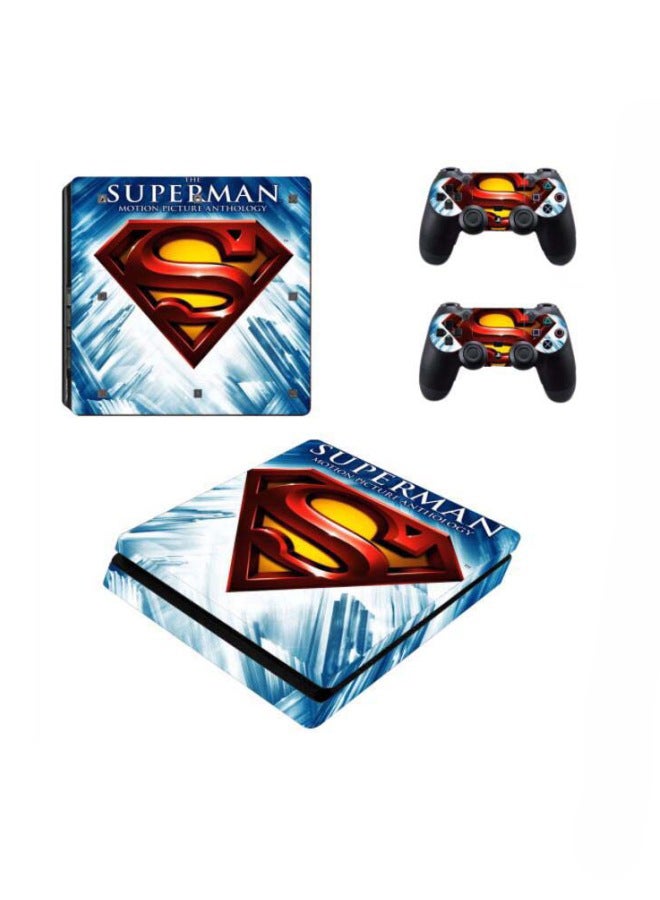 4-Piece Superman Themed Console And Controller Sticker Set For PlayStation 4 Slim