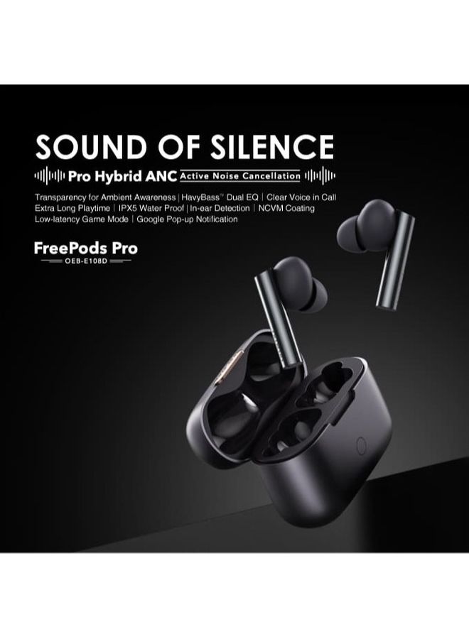Free Pods Pro Hybrid Active Noise Cancelling Bluetooth Earphones,True Wireless Earbuds With Havy Bass Dual EQs,4 Mics for AI Clear Calls,43H Playtime,Transparency for Ambient Awareness Silver