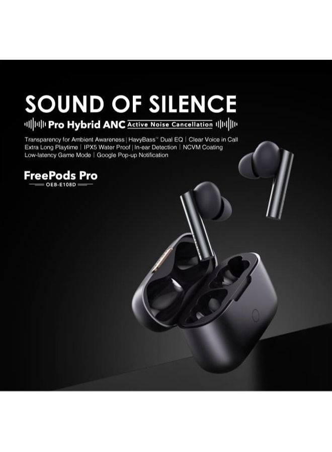 Free Pods Pro Hybrid Active Noise Cancelling Bluetooth Earphones,True Wireless Earbuds With Havy Bass Dual EQs,4 Mics for AI Clear Calls,43H Playtime,Transparency for Ambient Awareness Silver