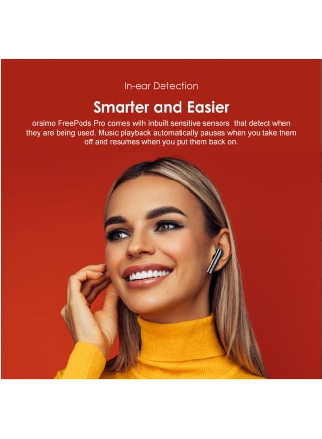 Free Pods Pro Hybrid Active Noise Cancelling Bluetooth Earphones,True Wireless Earbuds With Havy Bass Dual EQs,4 Mics for AI Clear Calls,43H Playtime,Transparency for Ambient Awareness Silver