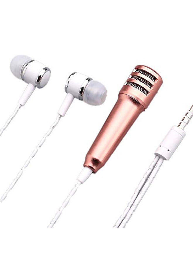 Mini Karoke Microphone With Earphone Set For Mobile Phone 4478700182 Rose Gold