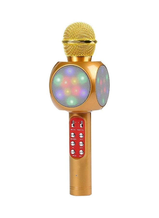 Home Karaoke Wireless Bluetooth Colorful LED Speaker Condenser Microphone Mic XDY37715 Golden