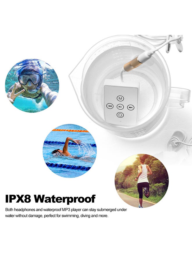 Waterproof MP3 Player With Headphones V585 White