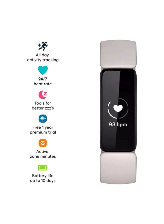 Inspire 2, Health And Fitness Tracker With Free 1-Year Fitbit Premium Trial, 24/7 Heart Rate And Upto 10 Days Battery Lunar White/Black