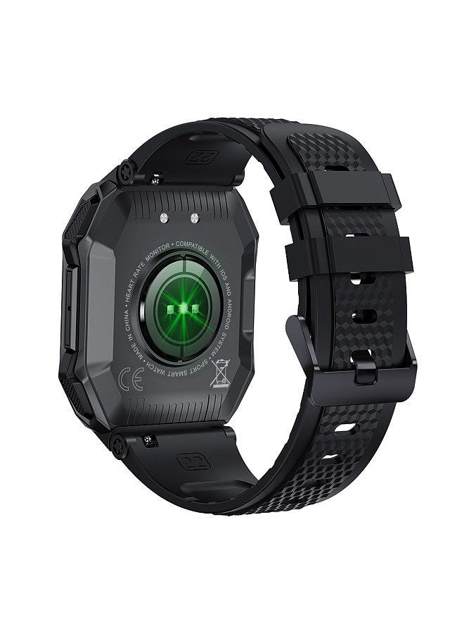 K55 Outdoor Smart Sports Watch, 1.85'' Full-Touch Screen, Sturdy Body, BT Call, 24 Sports Modes, 20 Days Standby, Health Monitor, Message Reminder, Compatible with Android iOS