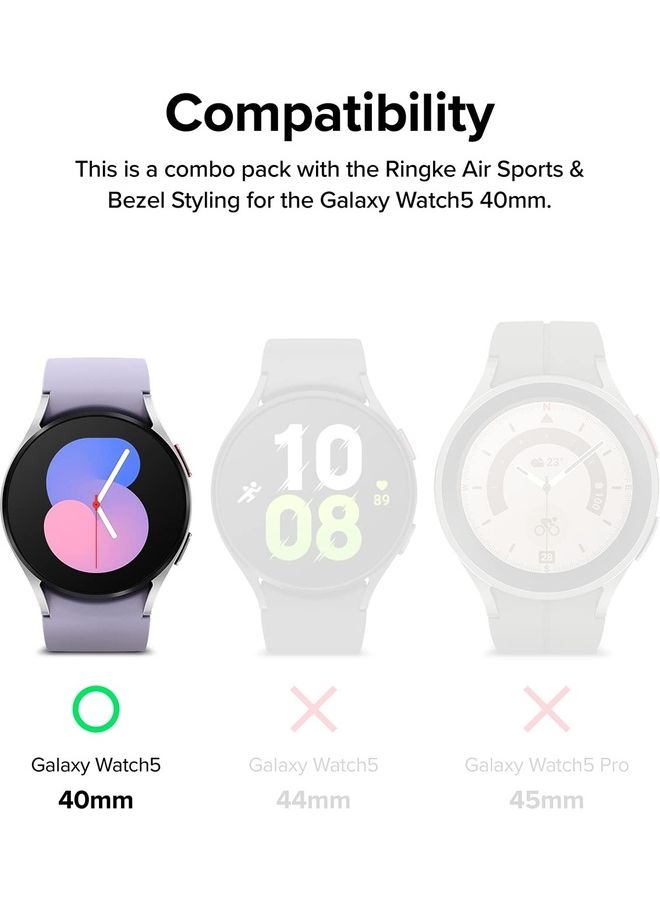 Air Sports Case And Bezel Ring With Adhesive For Galaxy Watch 5 40mm Black