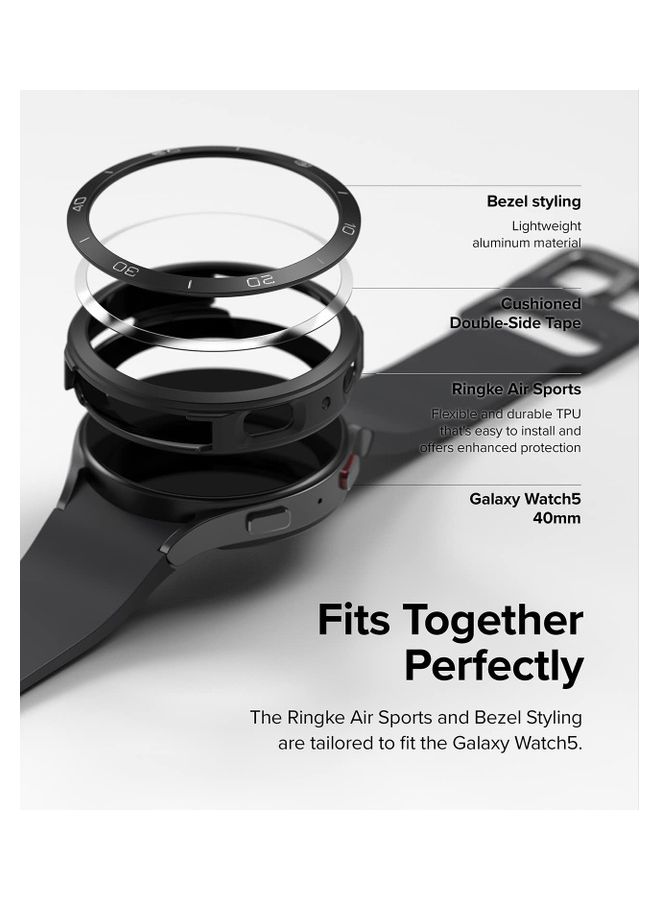 Air Sports Case And Bezel Ring With Adhesive For Galaxy Watch 5 40mm Black