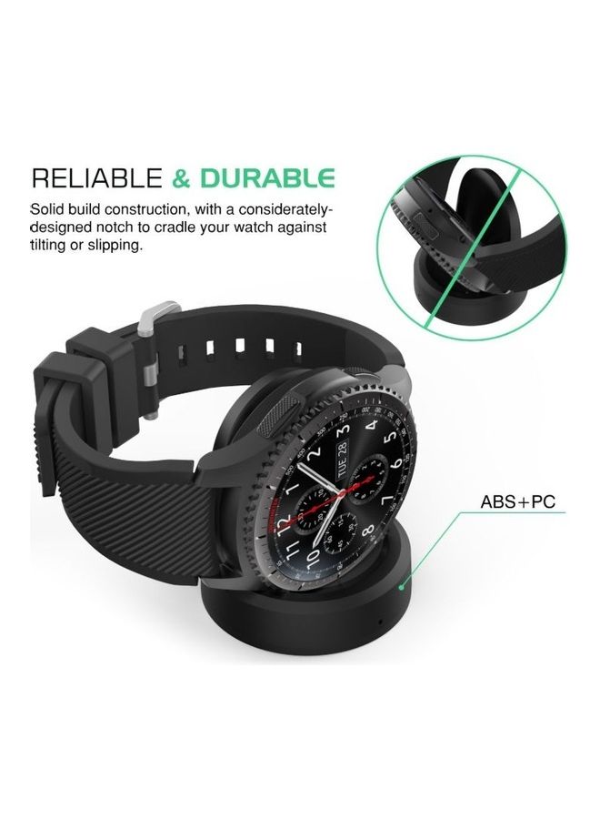 Wireless Smartwatch Charger Dock Pad For Samsung Gear S3 Smart Watch Black