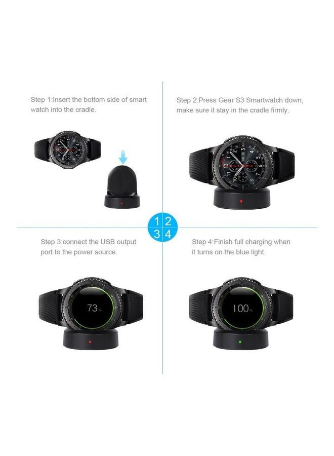 Wireless Smartwatch Charger Dock Pad For Samsung Gear S3 Smart Watch Black