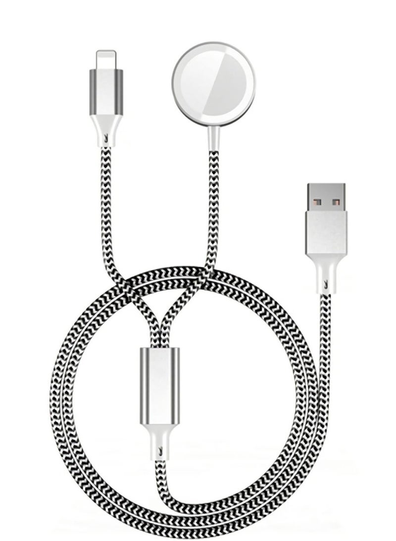Watch Charger Magnetic Charging Cord, 2 in 1 Portable Wireless Charger Cable Compatible with Watch Series 7 SE 6 5 4 3 2 Work for iPhone 13/12 Pro Max / 11 / XR/XS/X / 8 Plus