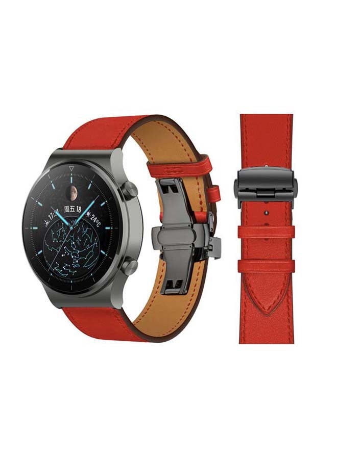 Genuine Leather Replacement Band 22mm For Huawei Watch GT2 Pro Red
