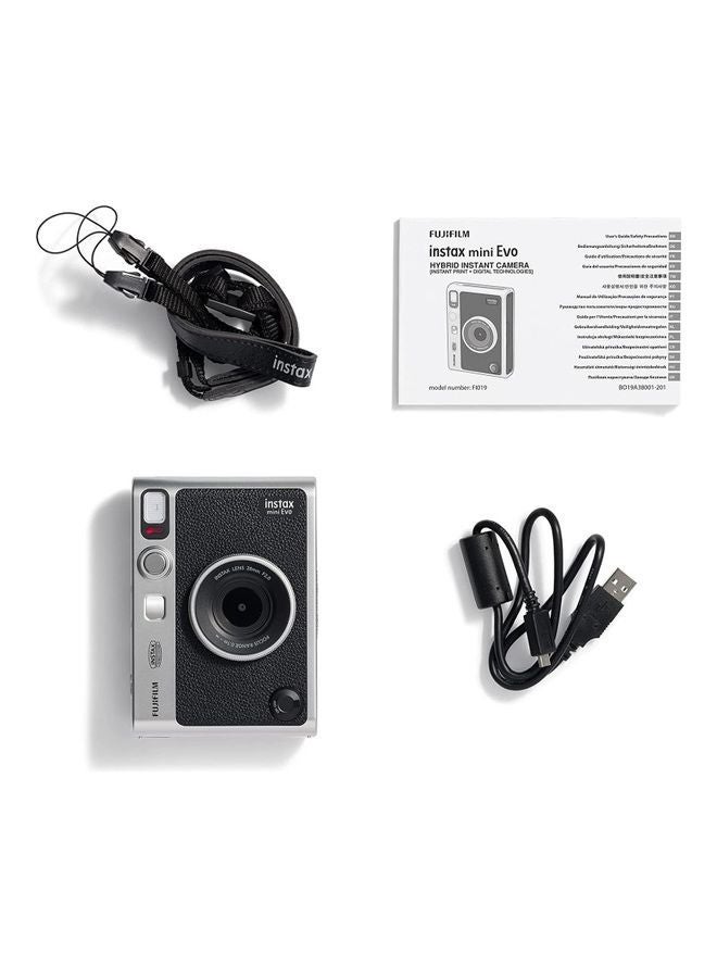 Instax Mini EVO Hybrid Instant Camera – Black (USB-C) | Instant Print with Digital Preview, Creative Modes & Built-In Selfie Mirror