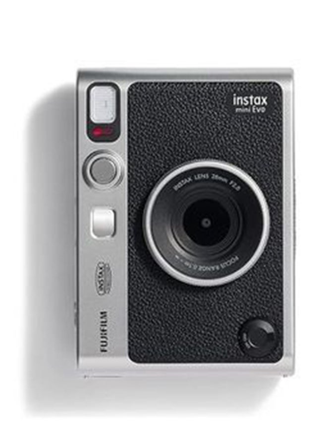 Instax Mini EVO Hybrid Instant Camera – Black (USB-C) | Instant Print with Digital Preview, Creative Modes & Built-In Selfie Mirror