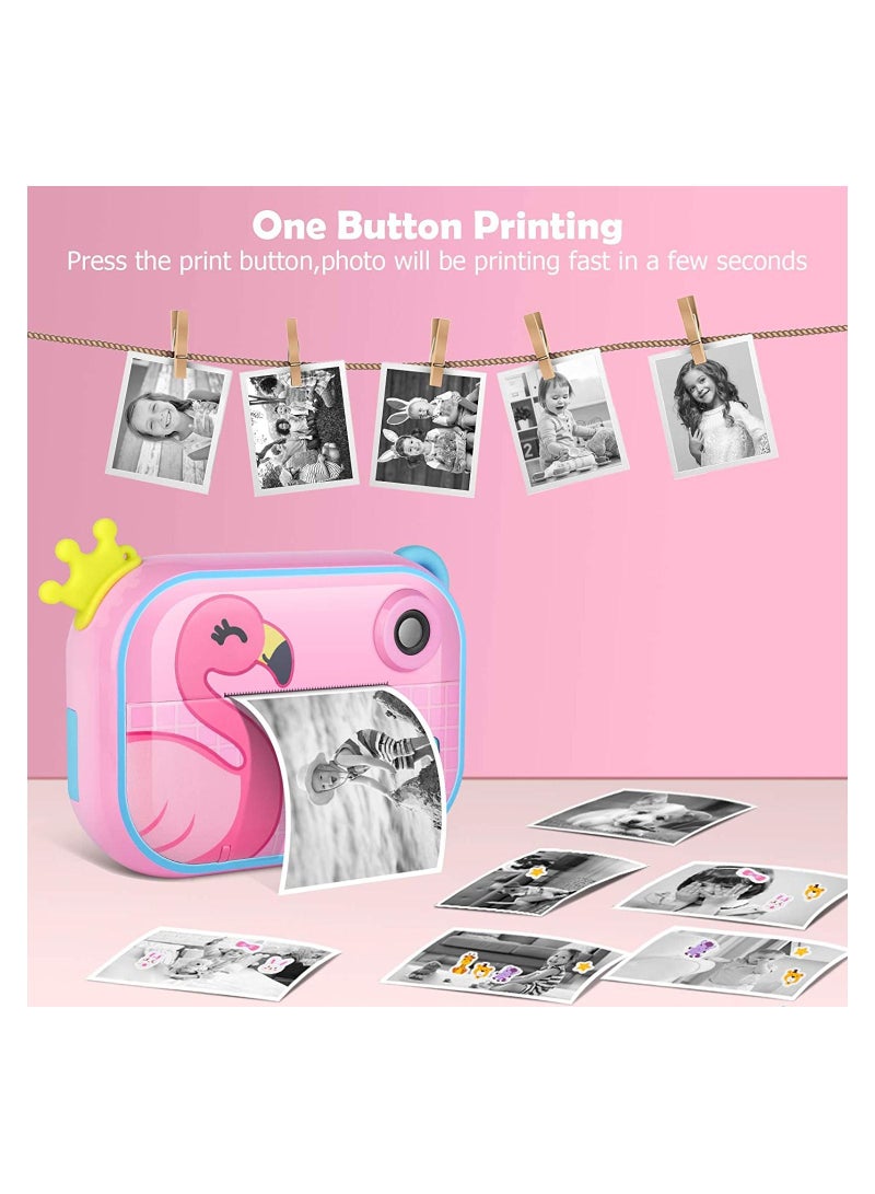 Wifi Instant Print Camera With 32GB Memory Card Zero Ink Kids Camera with Print Paper Selfie Video Digital Camera With HD 1080P 2.4 Inch IPS Screen Learning Camera For Birthday Christmas