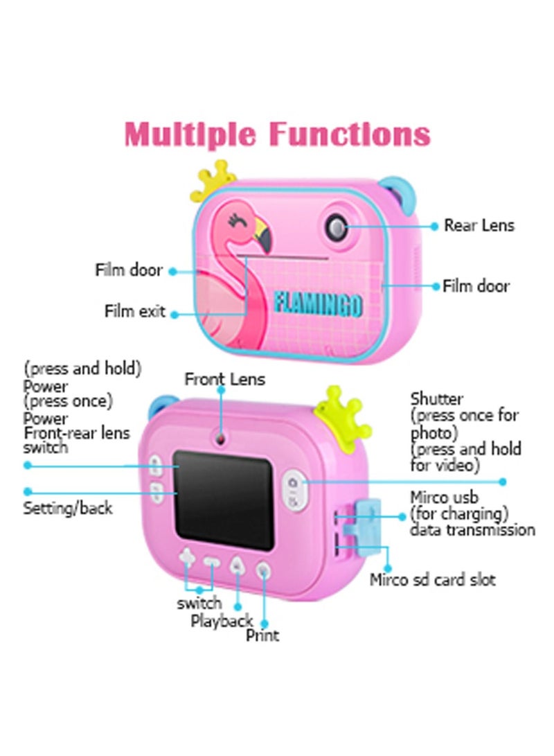 Wifi Instant Print Camera With 32GB Memory Card Zero Ink Kids Camera with Print Paper Selfie Video Digital Camera With HD 1080P 2.4 Inch IPS Screen Learning Camera For Birthday Christmas