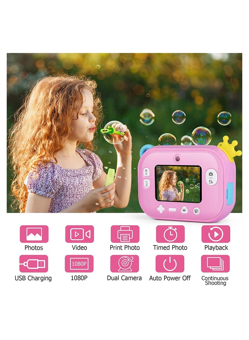 Wifi Instant Print Camera With 32GB Memory Card Zero Ink Kids Camera with Print Paper Selfie Video Digital Camera With HD 1080P 2.4 Inch IPS Screen Learning Camera For Birthday Christmas