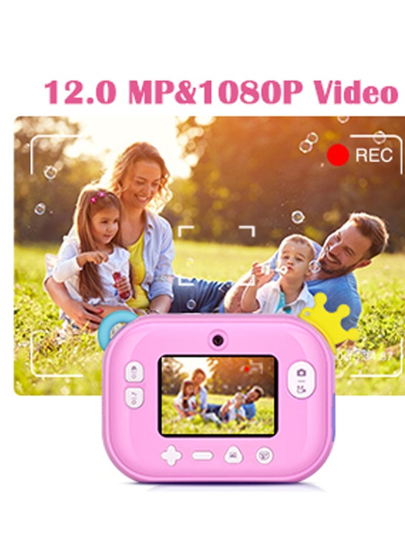 Wifi Instant Print Camera With 32GB Memory Card Zero Ink Kids Camera with Print Paper Selfie Video Digital Camera With HD 1080P 2.4 Inch IPS Screen Learning Camera For Birthday Christmas