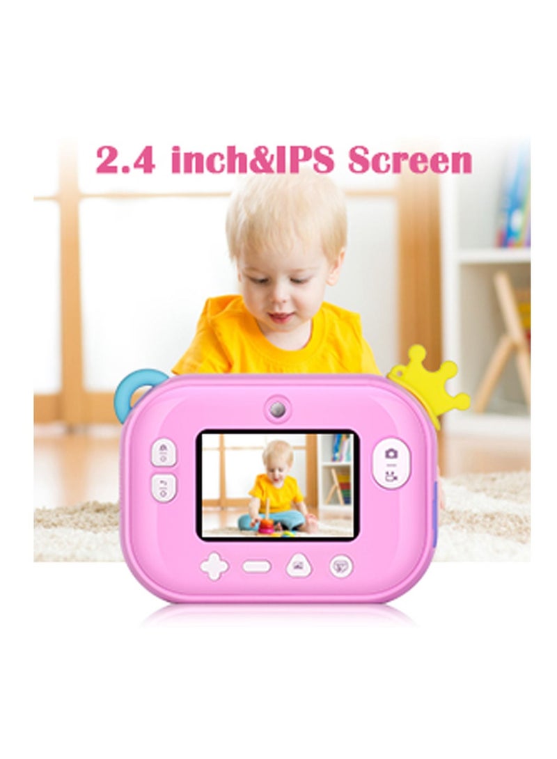 Wifi Instant Print Camera With 32GB Memory Card Zero Ink Kids Camera with Print Paper Selfie Video Digital Camera With HD 1080P 2.4 Inch IPS Screen Learning Camera For Birthday Christmas