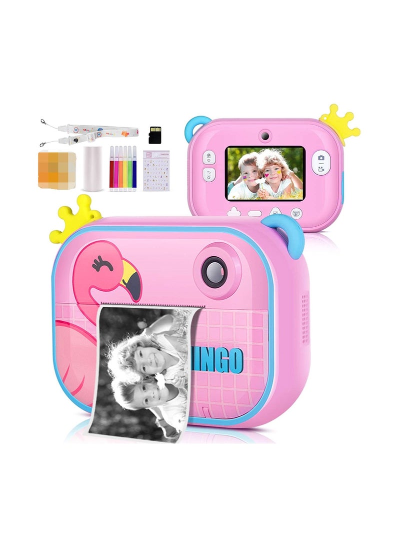 Wifi Instant Print Camera With 32GB Memory Card Zero Ink Kids Camera with Print Paper Selfie Video Digital Camera With HD 1080P 2.4 Inch IPS Screen Learning Camera For Birthday Christmas