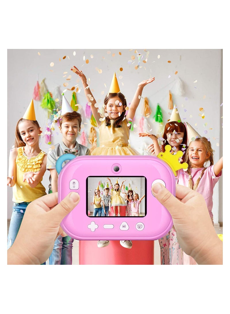 Wifi Instant Print Camera With 32GB Memory Card Zero Ink Kids Camera with Print Paper Selfie Video Digital Camera With HD 1080P 2.4 Inch IPS Screen Learning Camera For Birthday Christmas