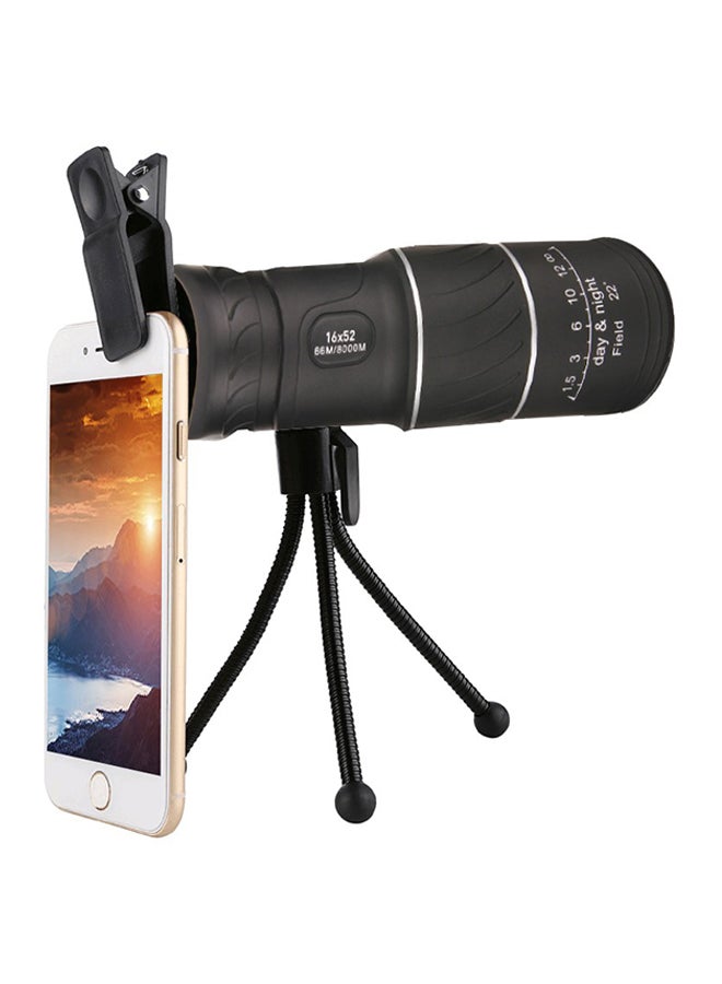 Adjustable Telescope With Mobile Phone Clip Black
