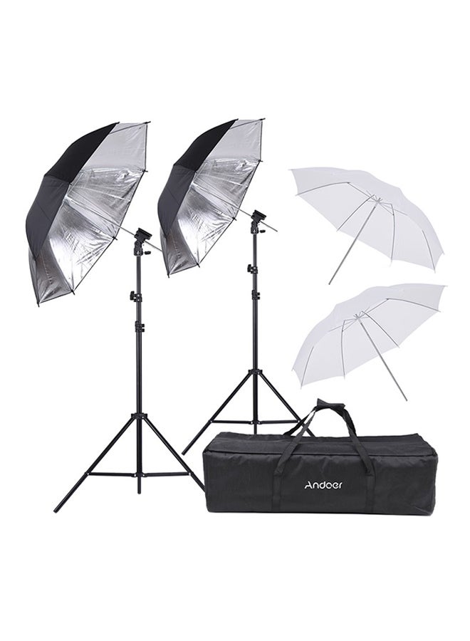 Double Speed Light Flash Shoe Mount Umbrella Kit Black/White