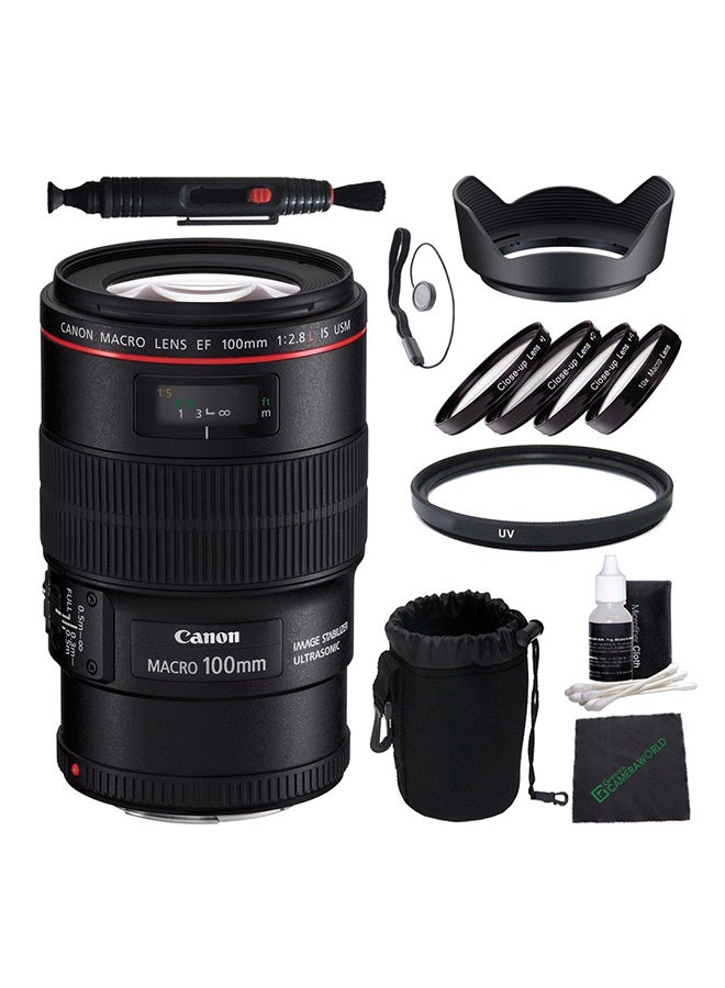 EF 100Mm F/2.8L Macro Is USM Lens Bundle For Canon Camera Black