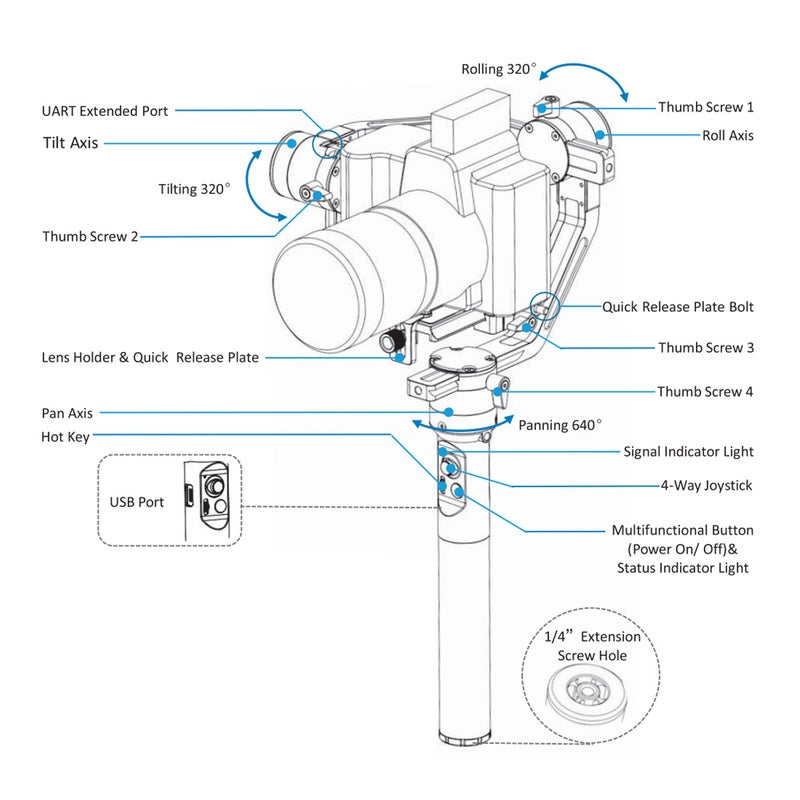 Hohem iSteady Gear 3-Axis Handheld Gimbal Stabilizer Black