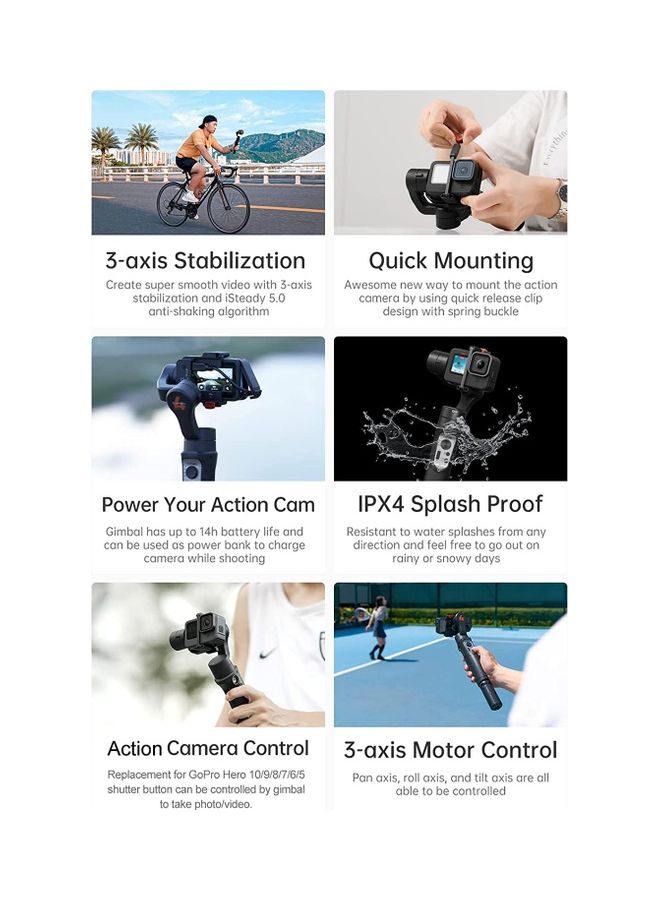 iSteady Pro 4 3-Axis Handheld Sports Camera Gimbal Stabilizer Black