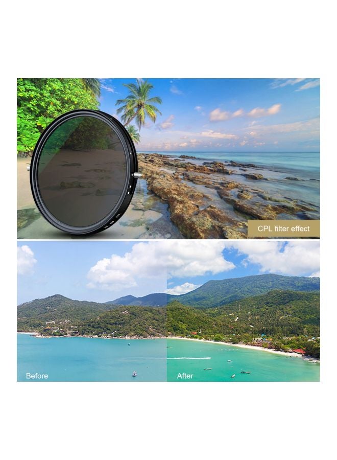 2-in-1 Polarizing Filter For Canon/Sony/Nikon Camera Lens Black