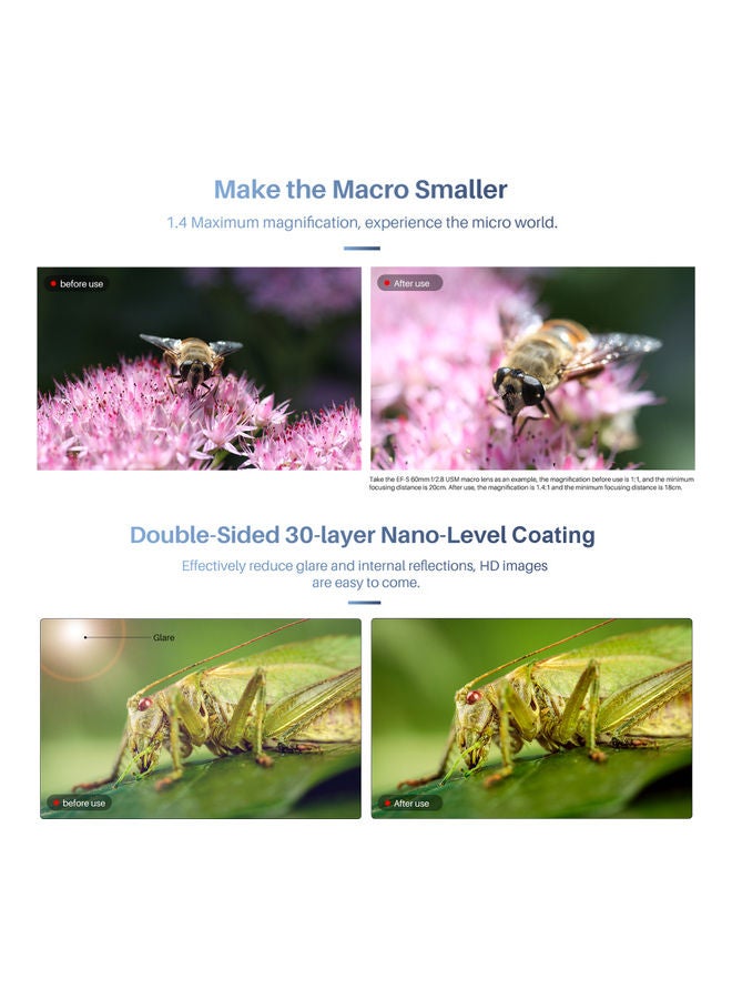52mm Macro Lens For DSLR Camera Black/Gold/Clear
