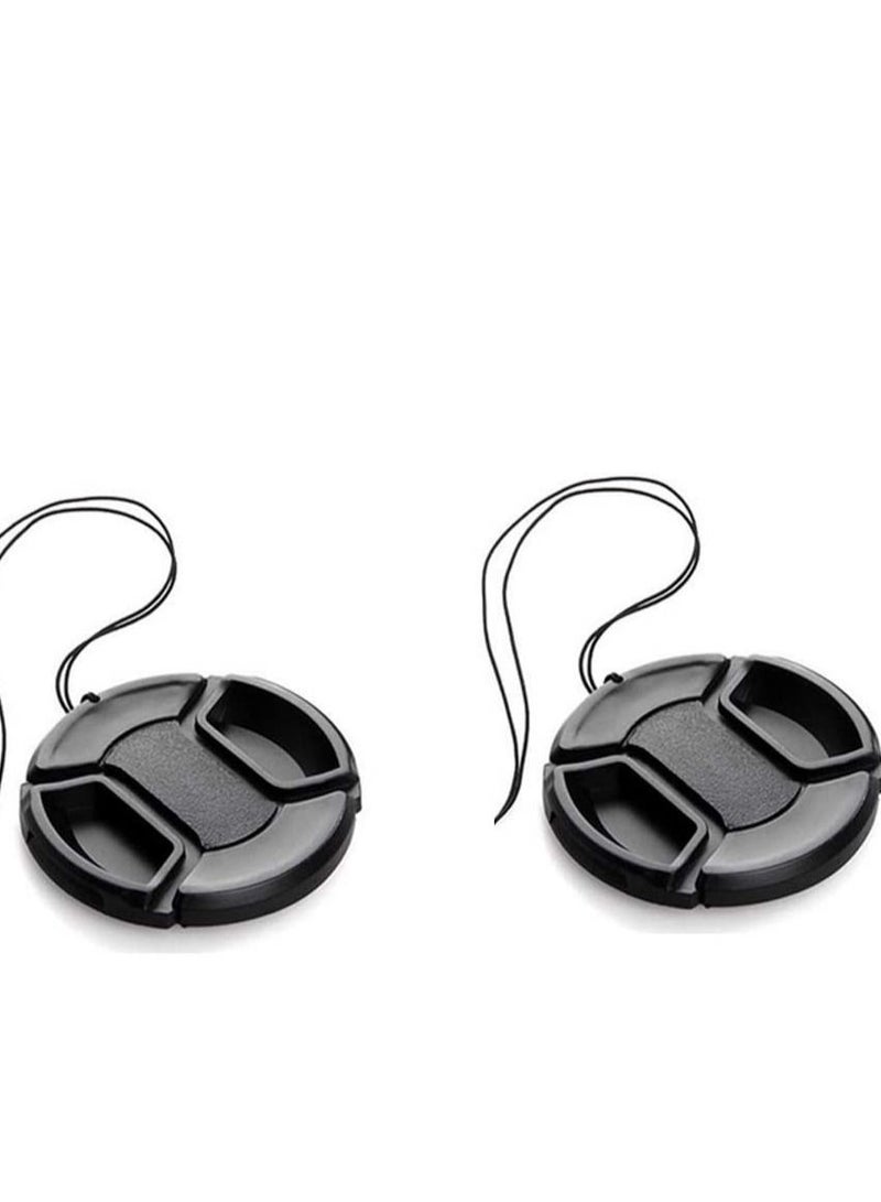 2 x 77mm Lens Cap Front Cover Protector Snap On Center Pinch for Camera Canon Nikon Sony DSLR