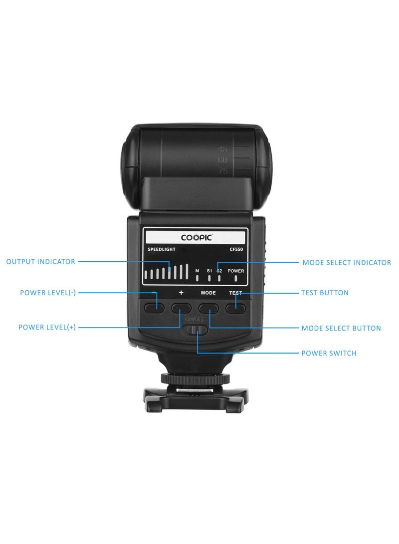 COOPIC CF550 Speed lite Flash Compatible with Canon Nikon Panasonic Olympus Pentax and Other DSLR Digital Cameras with Standard Hot Shoe