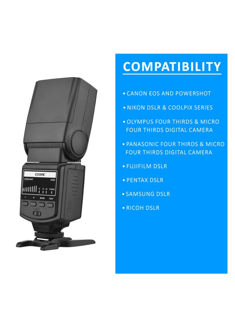 COOPIC CF550 Speed lite Flash Compatible with Canon Nikon Panasonic Olympus Pentax and Other DSLR Digital Cameras with Standard Hot Shoe