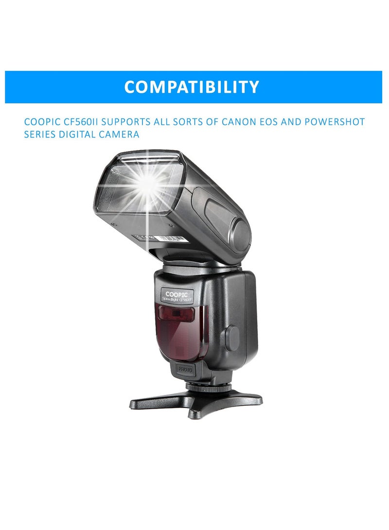 COOPIC CF580EX C LCD Display Flash Wireless GN56 5500K TTL Flash Speedlite Compatible with Canon 7D Mark II 5D Mark II III IV 1300D 1200D 1100D 750D 650D 600D 550D 100D 80D 70D 60D etc,