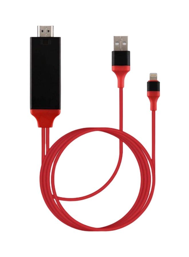 8 Pin Lightning To HDTV Converter Cable Red/Black