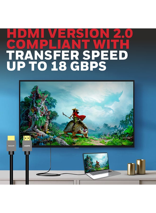 HDMI v2.0, 4K@60Hz Cable With Ethernet, 3 Mtr (9.9 ft), Upto 18GBPS Transfer Speed,High Speed With UHD Resolution, Comaptible With Television, Soundbar, Gaming Console, PC, Laptop Grey-2.0