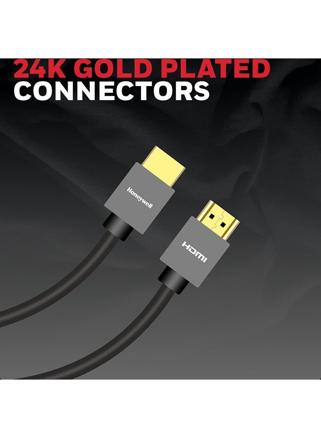 HDMI v2.0, 4K@60Hz Cable With Ethernet, 3 Mtr (9.9 ft), Upto 18GBPS Transfer Speed,High Speed With UHD Resolution, Comaptible With Television, Soundbar, Gaming Console, PC, Laptop Grey-2.0