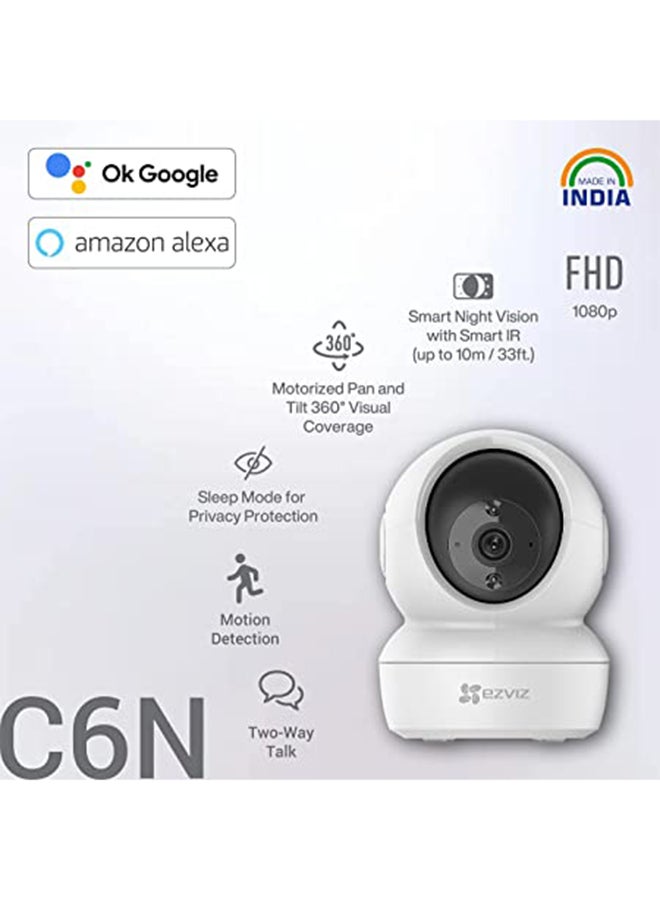 C6N Security Camera, 2K, 3MP, Indoor Camera, Baby Monitor, Wi-Fi Camera For Home With Smart Motion Tracking, Excellent mage, 8X Digital Zoom, Night Vision, Two-way Audio, H_265, Works With Alexa - C6N 3MP White