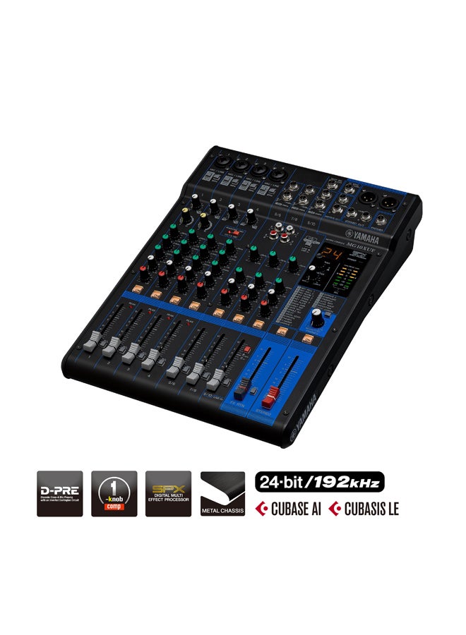 MG Series 10-Channel Analog Mixer MG10XUF Black